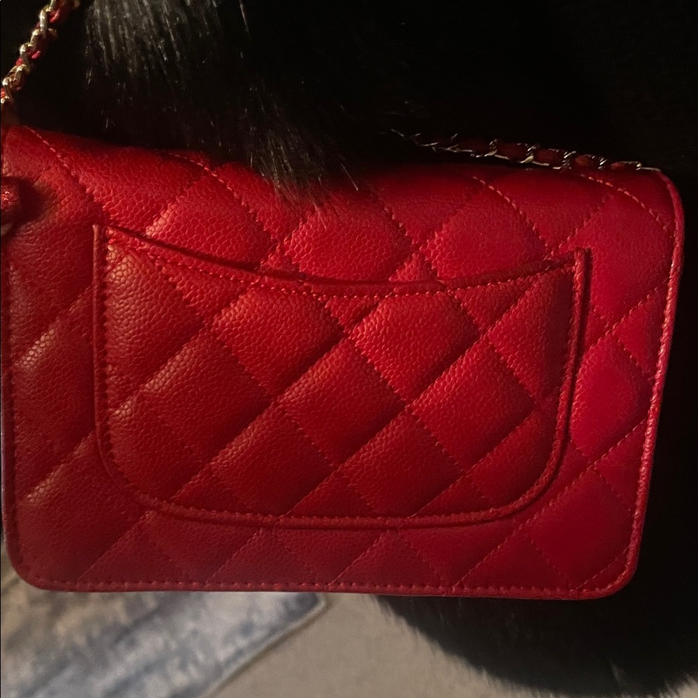 🥰 Chanel red green lavender silver Quilted Crossbody Bag wallet purse - Picture 6 of 12